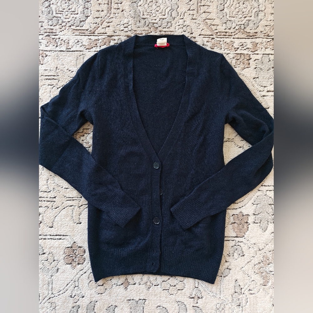 JCrew Preferit 100% Cashmere Navy Cardigan